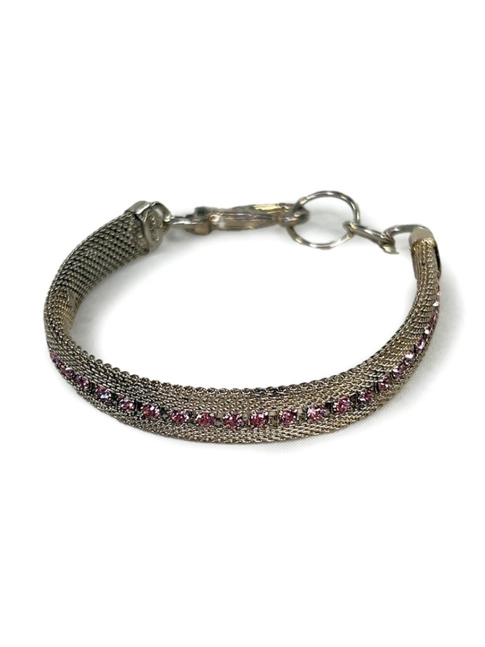 Vintage Bauer Silver Mesh Crystal Bracelet